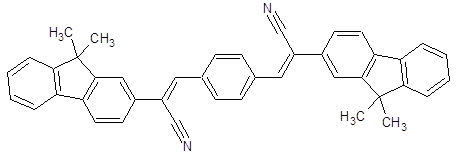 Structural formula of (2Z,2'Z)-3,3'-Benzen-1,4-diylbis[2-(9,9-dimethyl-9H-fluoren-3-yl)prop-2-enenitrile]