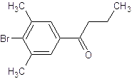 Structural formula of 1-(4-Bromo-3,5-dimethylphenyl)butan-1-one